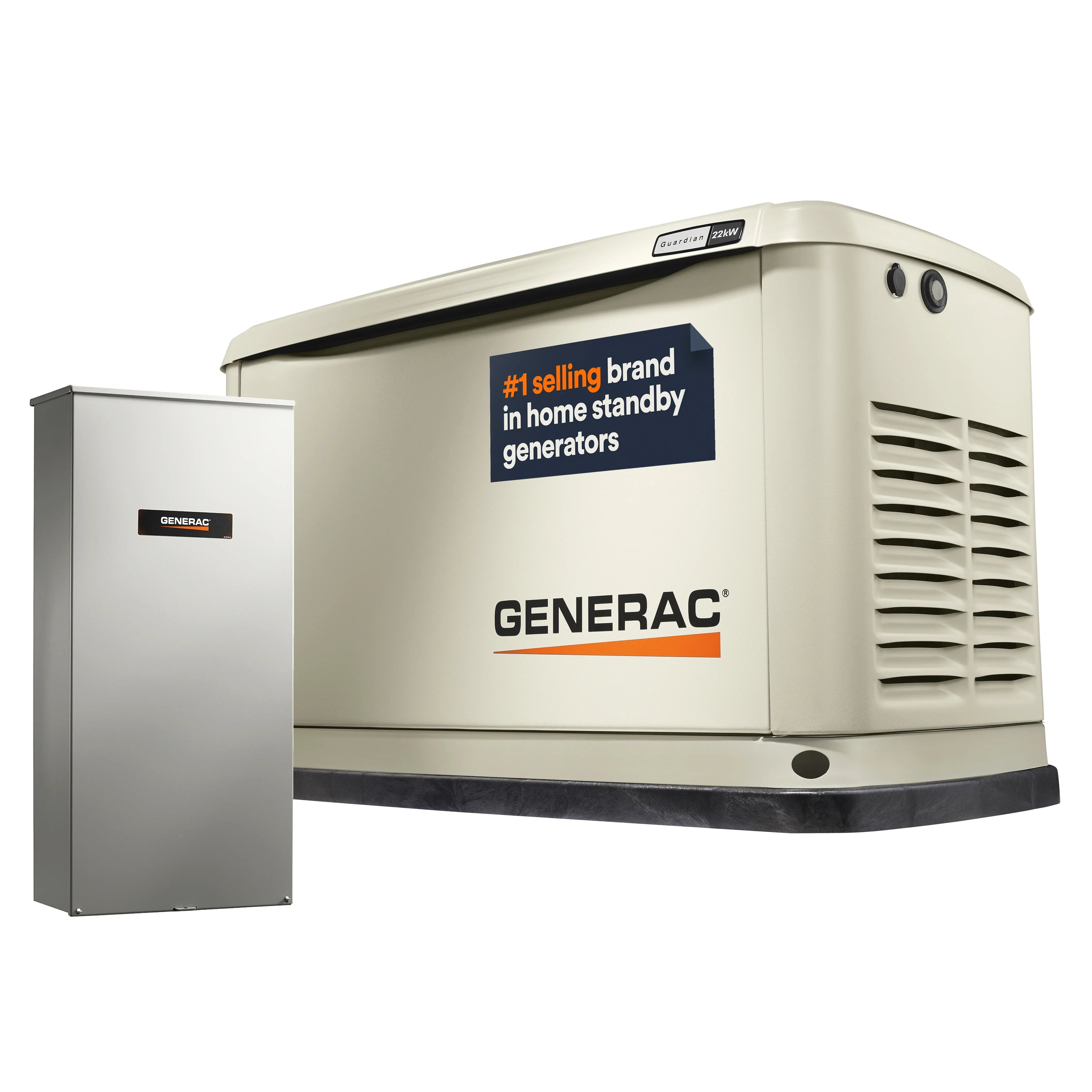 Generac Guardian Series 22,000 Watt (22kw) Dual Fuel 50-State Air-Cooled Home Standby Generator with 200-Amp Whole Home Transfer Switch - Model 7043