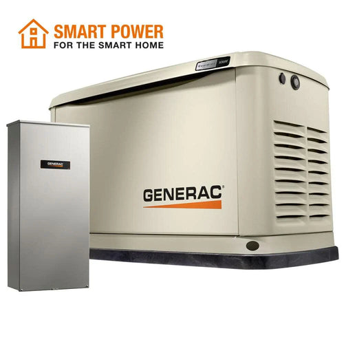 Generac Guardian Series 10,000 Watt (10kw) Dual Fuel 50-State Air-Cooled Home Standby Generator with 100-Amp Transfer Switch - Model 7172