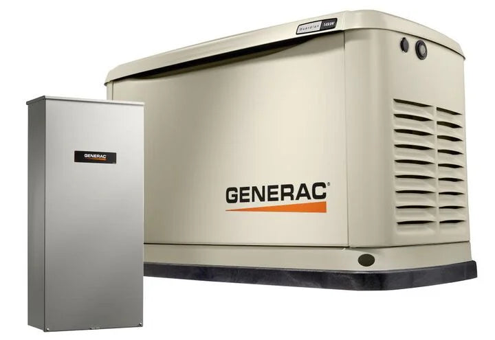 Generac Guardian Series 14,000 Watt (14kw) Dual Fuel 50-State Air-Cooled Home Standby Generator with 200-Amp Whole Home Transfer Switch - Model 7225