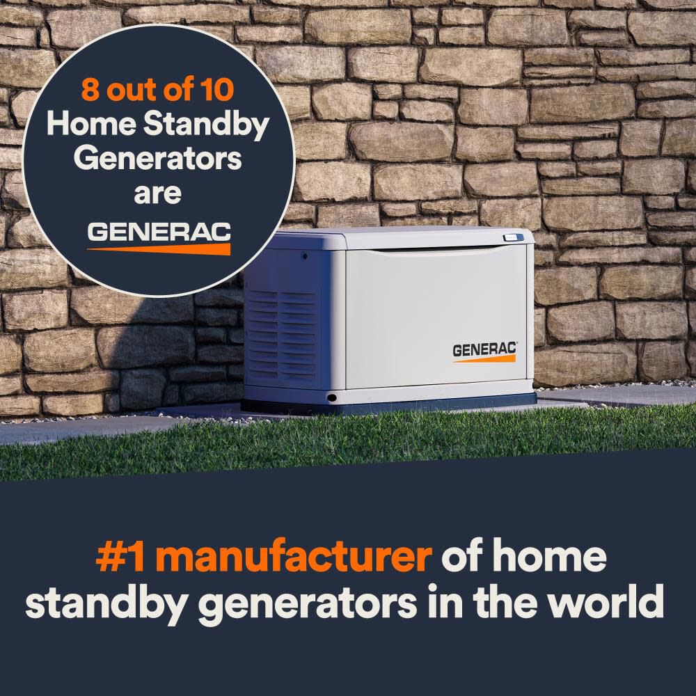 Generac Guardian Series 24,000 Watt (24kw) Dual Fuel 50-State Air-Cooled Home Standby Generator with RSXW200A3 Transfer Switch - Model 7210